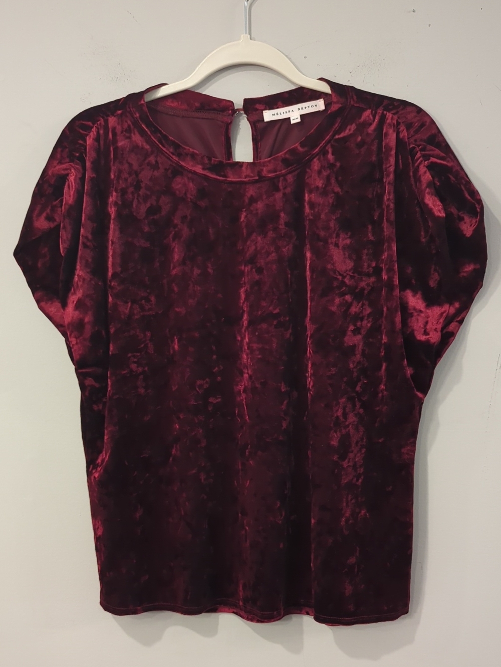 MELISSA NEPTON Crushed Velvet Short Sleeve Top size Medium